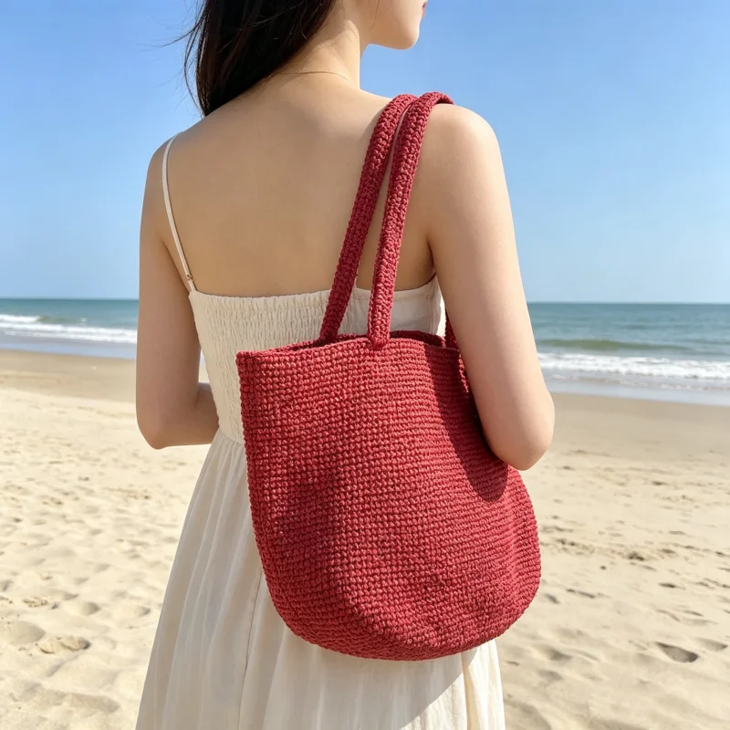 High-end Raffia Hand-woven Shoulder Bag Fashion Simple Travel Tote Bag Summer Beach Vacation Large Capacity Casual Handbag