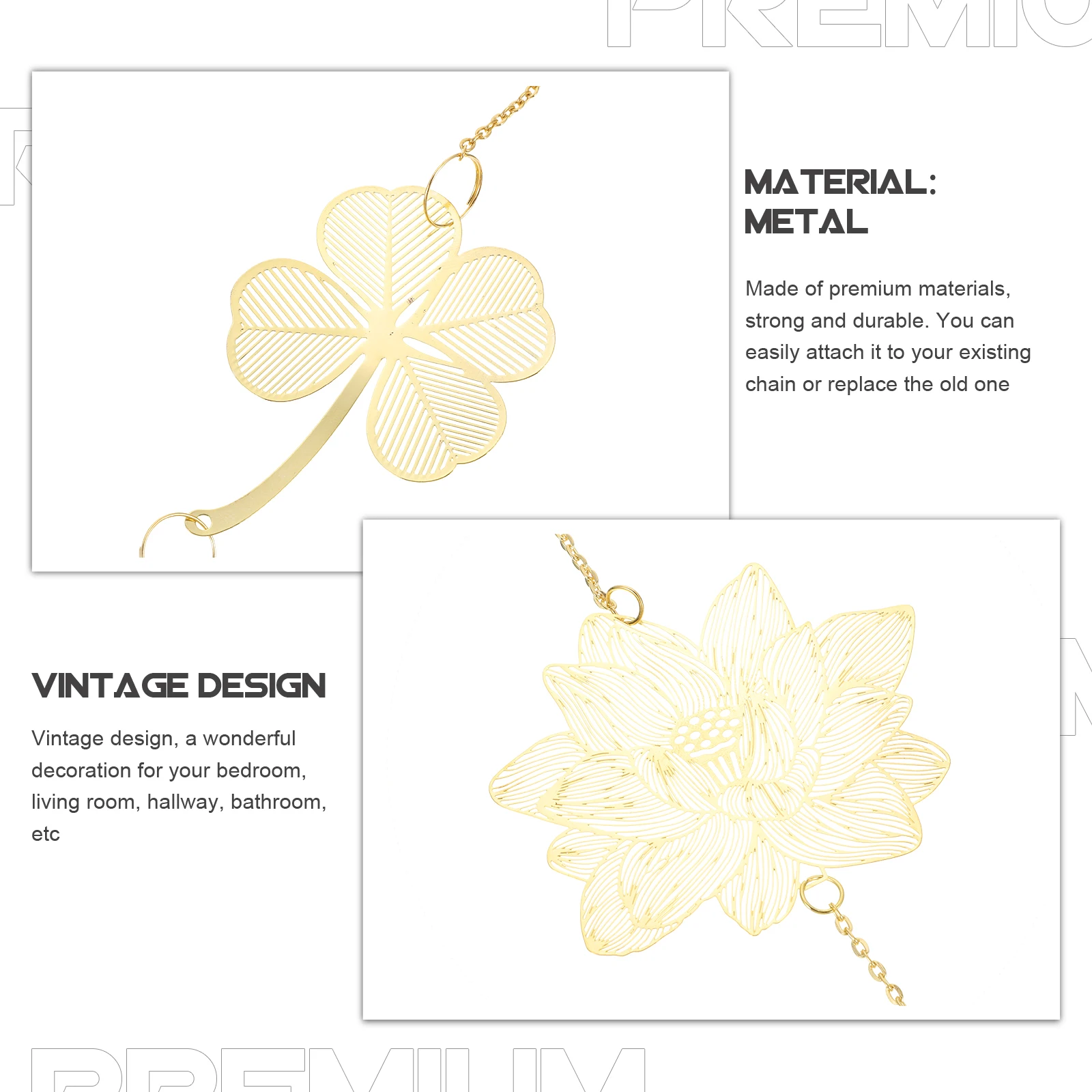 

2Pcs Four Leaf Clover Lotus Vintage Ceiling Fan Pull Chains Decorative Light Chain Extenders Perfect for Home Wedding Party