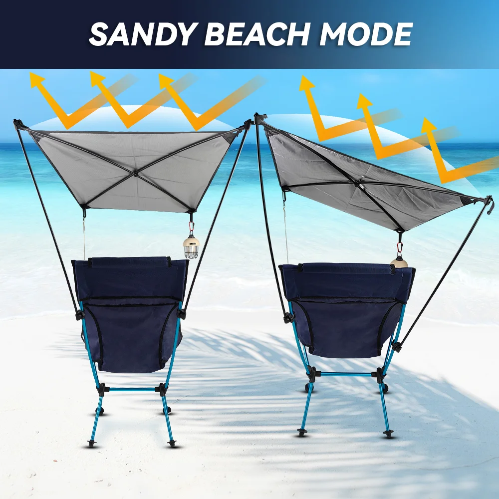 캐노피가 있는 캠핑 의자 야외 접이식 차양 초경량 휴대용 캠핑 문체어 하이킹 캠핑 낚시 피크닉용