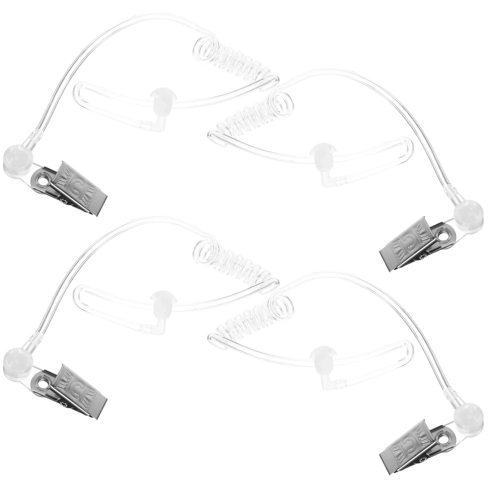 

4 Pcs Tube Headphone Catheter Accessories Coiled Acoustic Audio Earpiece Pvc Clear Replacement
