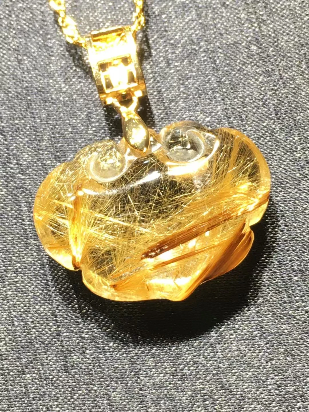 Natural Copper Rutilated Quartz Pendant 27*20.2*10mm Rutilated Quartz Jewelry Bead Men Women Brazil AAAAAAA