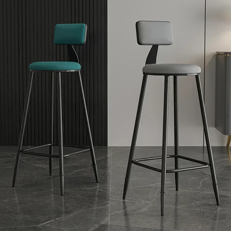 Modern Industrial High Stool: Solid Wood Iron Bar Chair with Backrest, Silk Smooth Suede, Stylish Seating