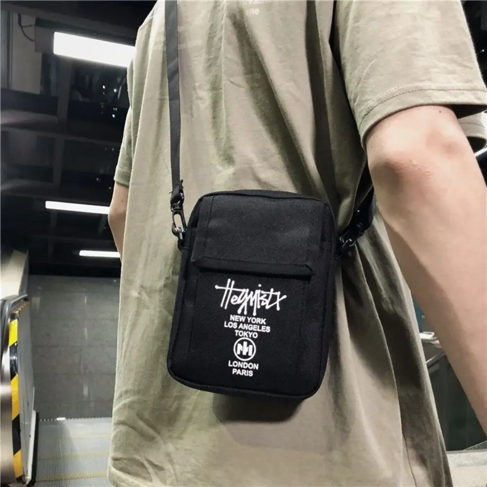 

Portable Korean Style Men Sling Bag Zippers Wallets Mini Crossbody Bag Solid Color Letters Shoulder Chest Bag Daily