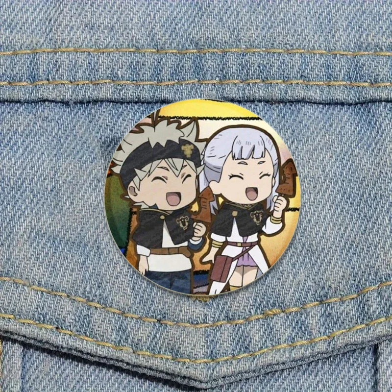 Funny Cartoon Style Badge Black Clover Brooches on Backpack Clothes Handmade Round Enamel Pins for Jewelry Gift Accessorys