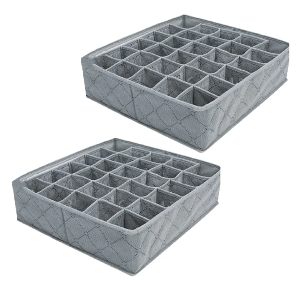 

2Pcs Underwear Storage Box Non-Woven Bamboo Charcoal 30 Cells Foldable Organizer Dividers Socks Drawer Closet Holder