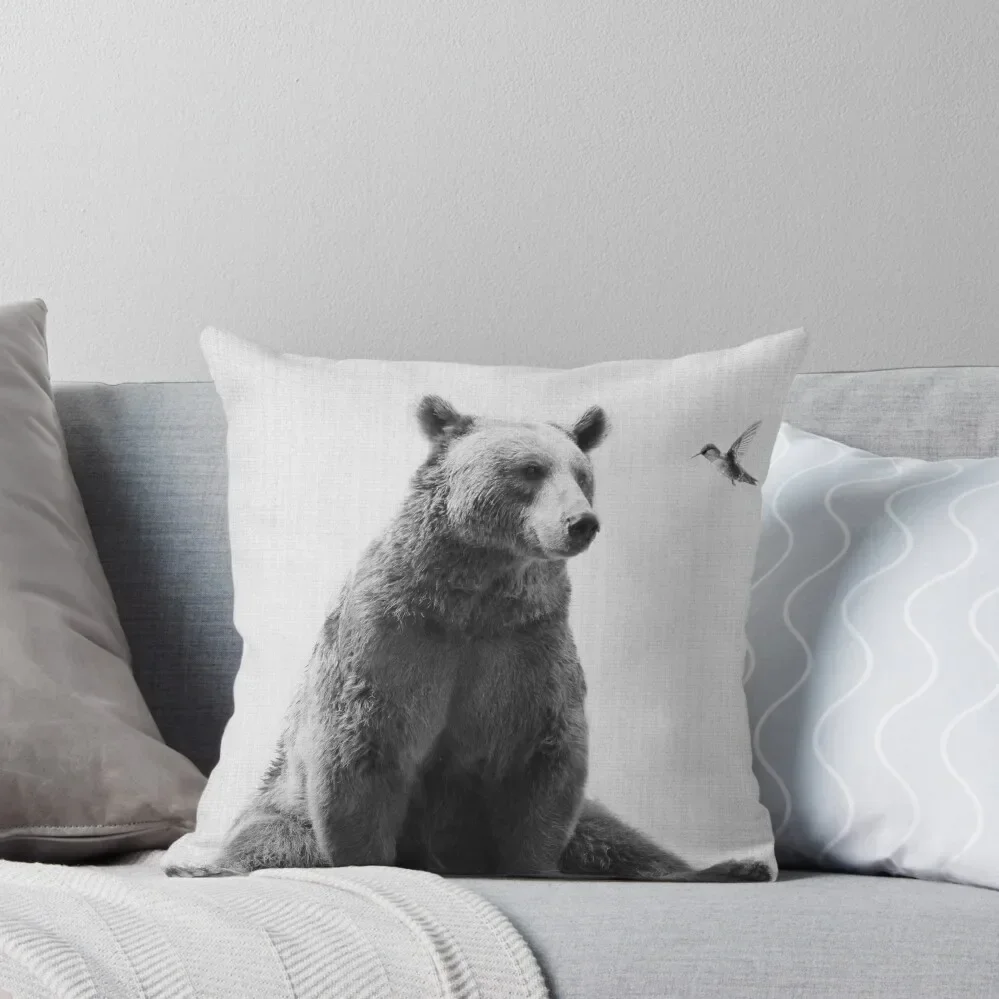 Black and White Bear, Woodlands Nursery, Woodland Animal, Gray Nursery, Minimalist Throw Pillow Pillow Case Christmas pillow