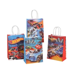 Bolsas de regalo con estampado de ruedas calientes con asas giratorias de papel, bolsas de regalo de coche, monstruos de papel, bolsas de golosinas para tratar, recuerdo de fiesta