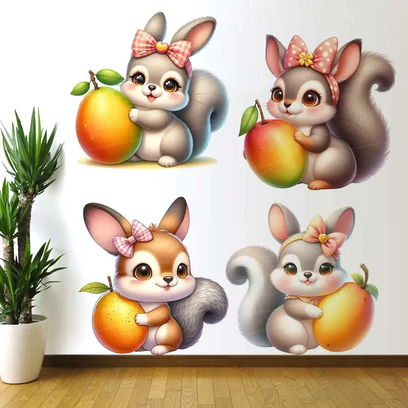 Cute Watercolor Squirrel Wall Sticker Kids Room Decor Bathroom Toilet Living Room Decor Cabinet Refrigerator Home Decor M946