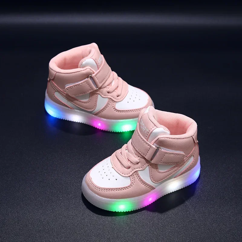 2024 Winter Casual Shoes Kids LED Shoes Children Tennis Shoes Girls Luminous Sport Shoes Baby Casual Sneakers Lighted Shoes