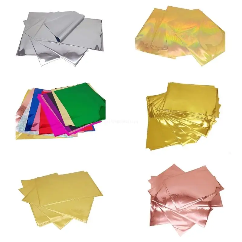 50 Sheets Reactive Foil Hot Foil Stamping Papers Transfer Foil Paper for Cards Dropship