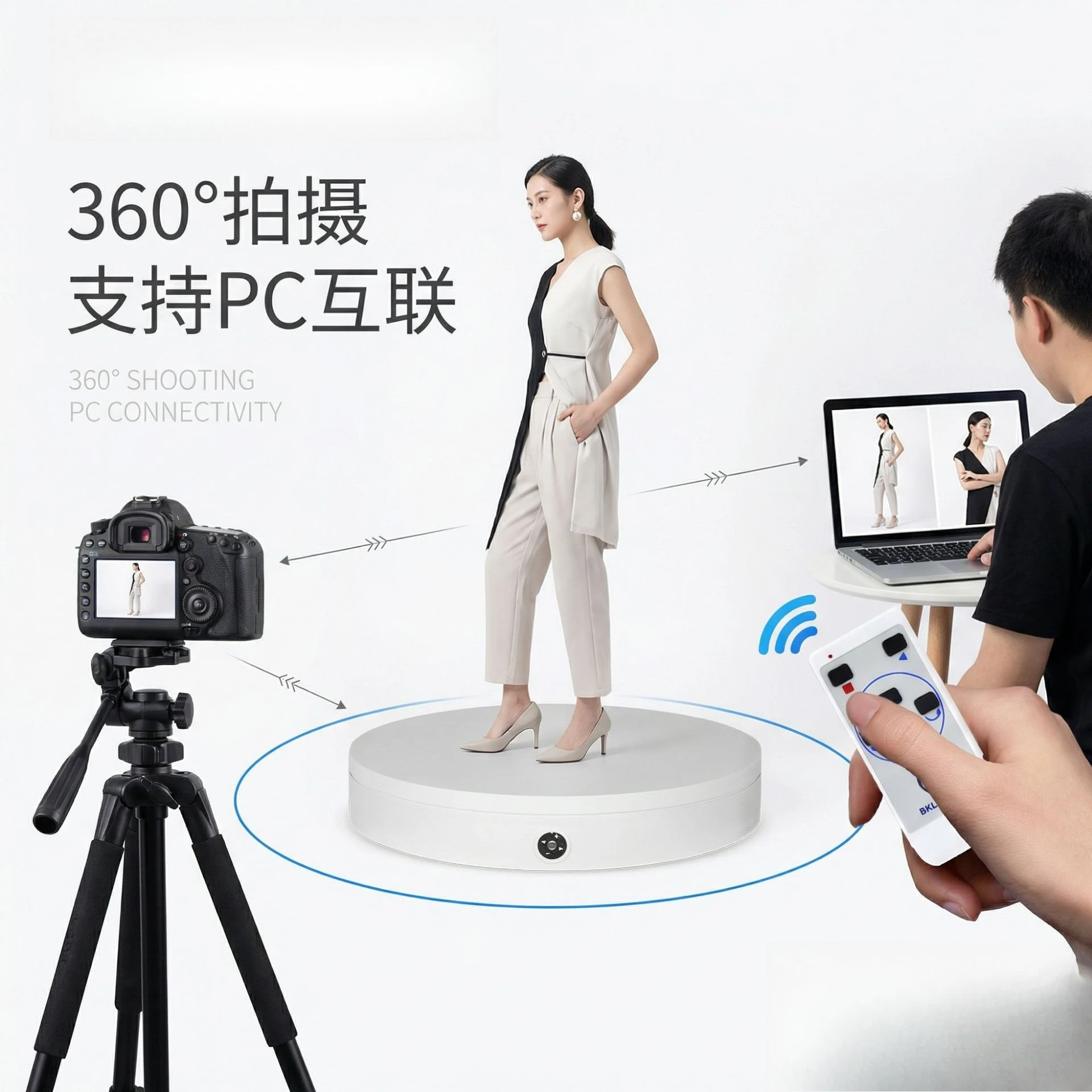 Body scanning and 3D printing dedicated intelligent body measurement device, rotating display stand, photography camera