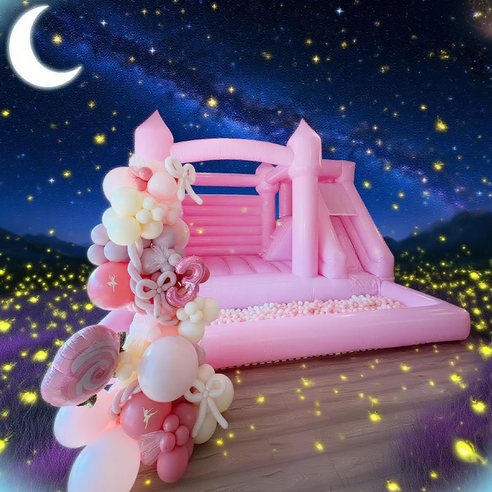 Castillo de salto inflable popular con tobogán, uso interior y exterior + soplador