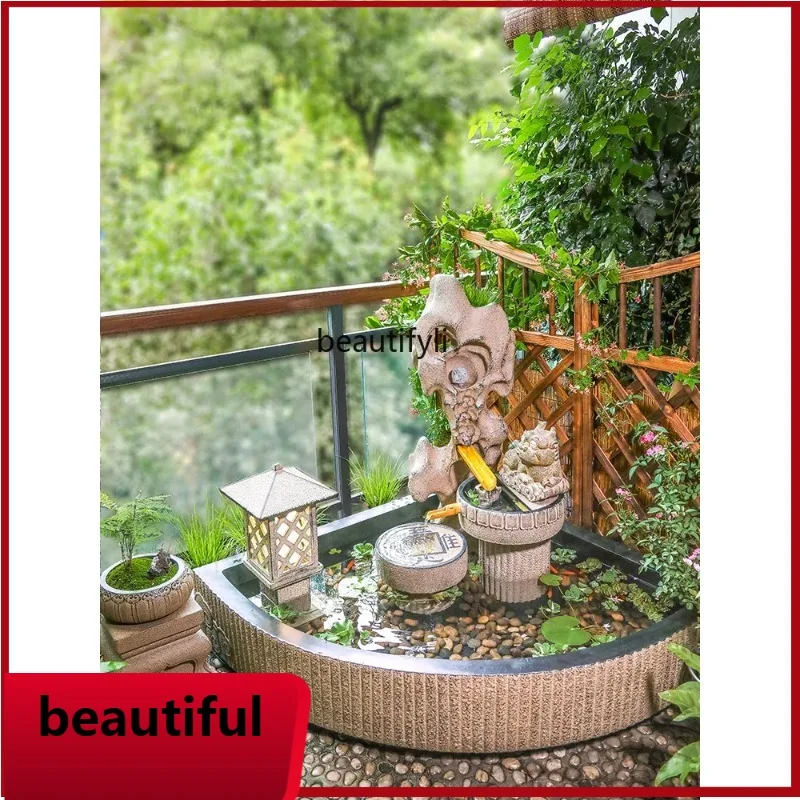 

F132 Chinese Balcony Fish Pond Waterscape Courtyard Decorative Landscaping Rockery Bonsai Outdoor Flowing Water Ornaments