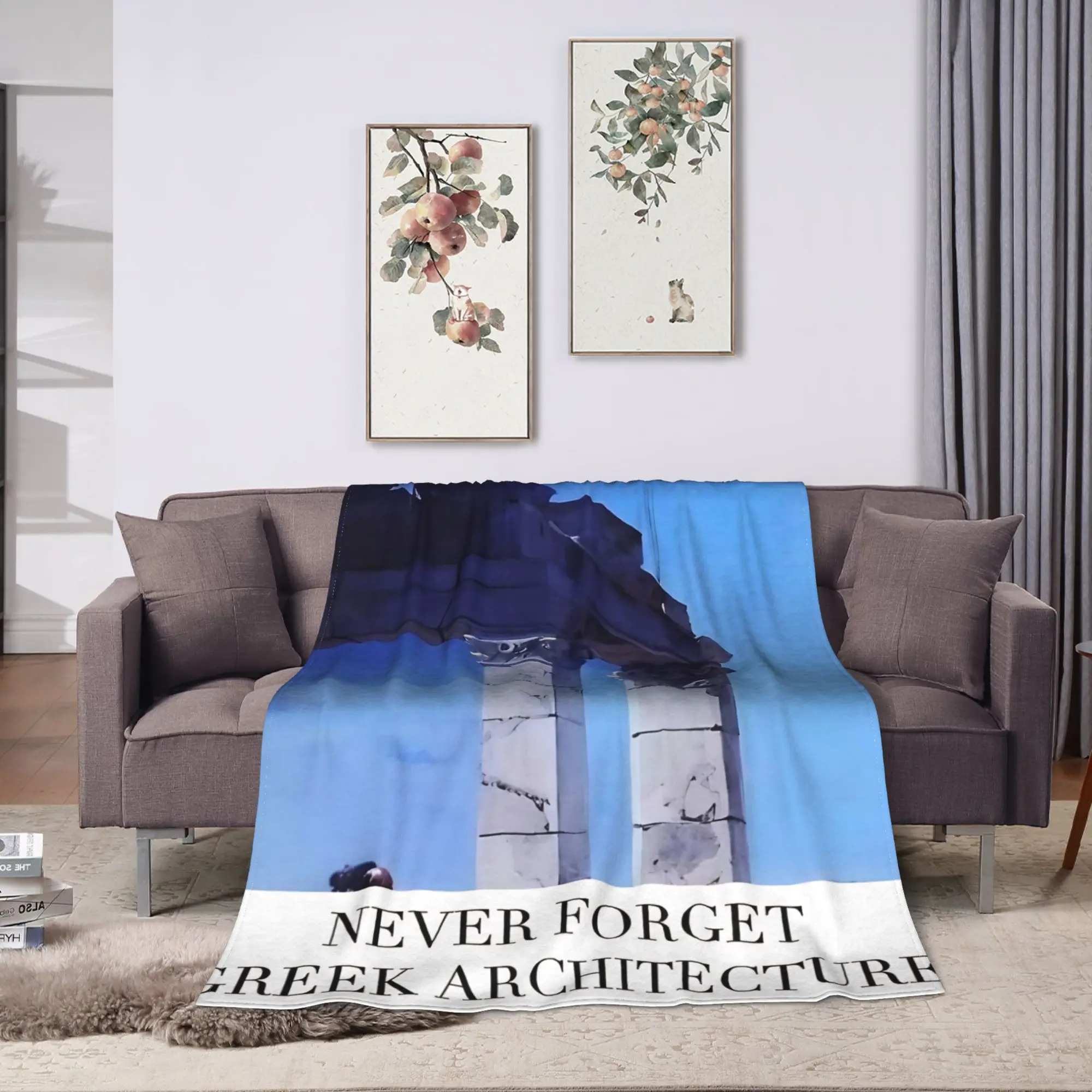 Never Forget Greek Architecture  Blanket  Decorative Flannel Throw Blanket For Couch Chair Soft Custom Quality Bedspread Gift