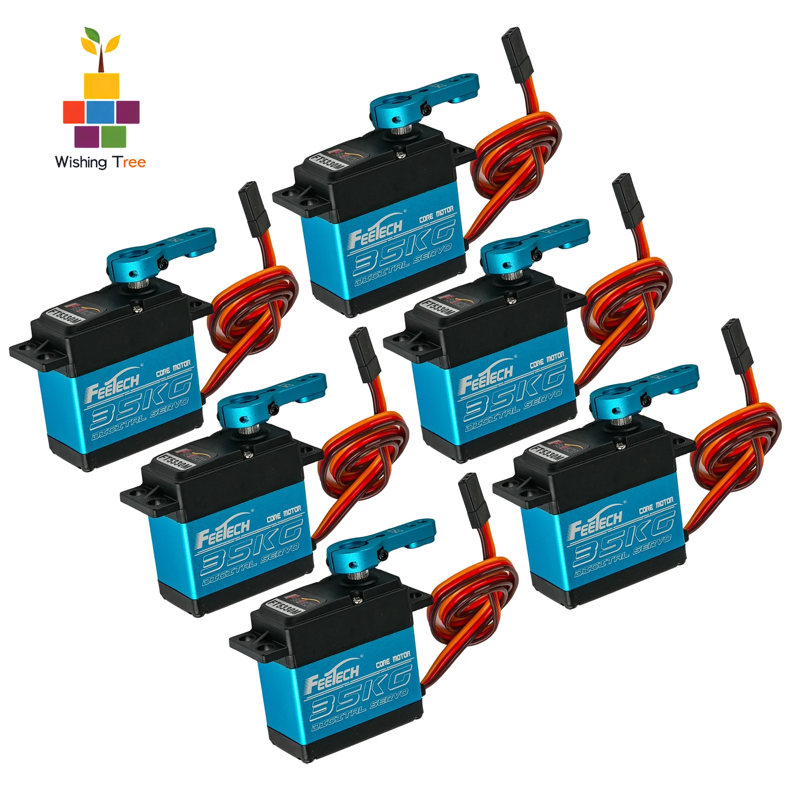 6PCS Feetech FT5330M 7.4V 35KG Torque Digital Servo Steel Gear for RC Airplane/Robot/Helicopter