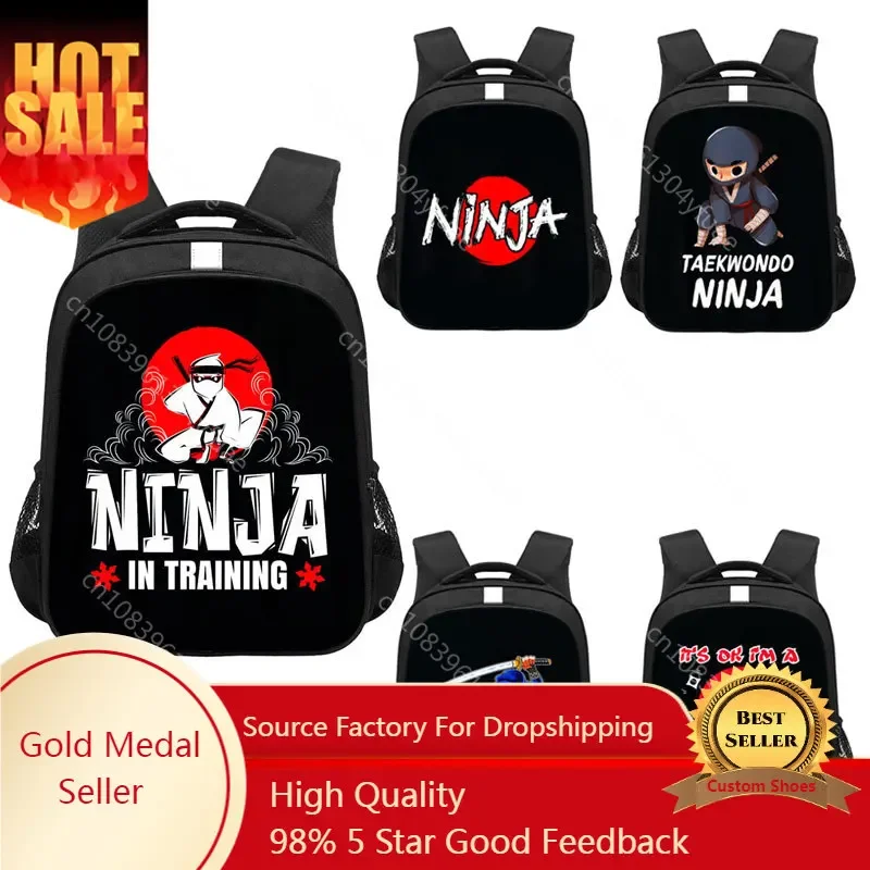 

Cartoon Ninja In Training Backpack for Teenager Boys Children School Bags Karate Taekwondo Schoolbags Kids Rucksack Book Bag