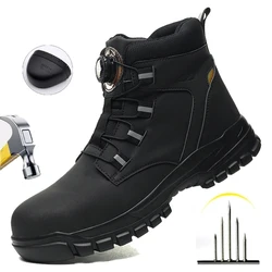 Waterproof Safety Boots Men Indestructible Steel Toe Work Boots Anti-smash Stab-resistant Safety Shoes Biker Botas Para Hombre