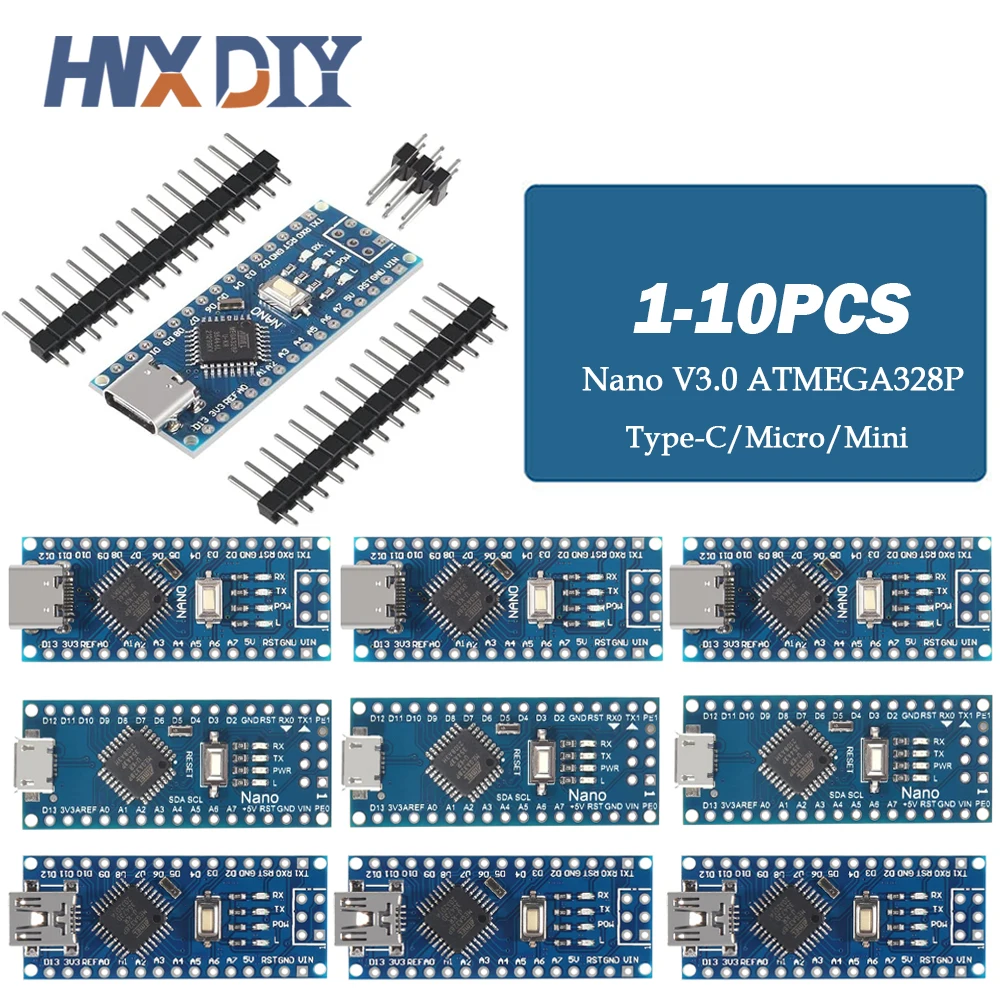 Mini / Type-C / Micro USB Nano 3.0 с загрузчиком, совместимым нано-контроллером для arduino CH340, USB-драйвер 16 МГц, ATMEGA328P