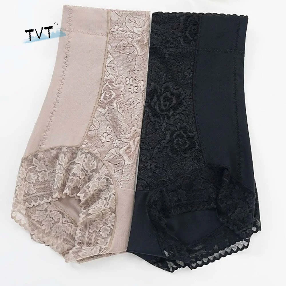 

Lace Satin Flower Satin Postpartum Body Shaper Shapewear High Waist Butt Lifter Briefs Waist Trainer Floral Panties
