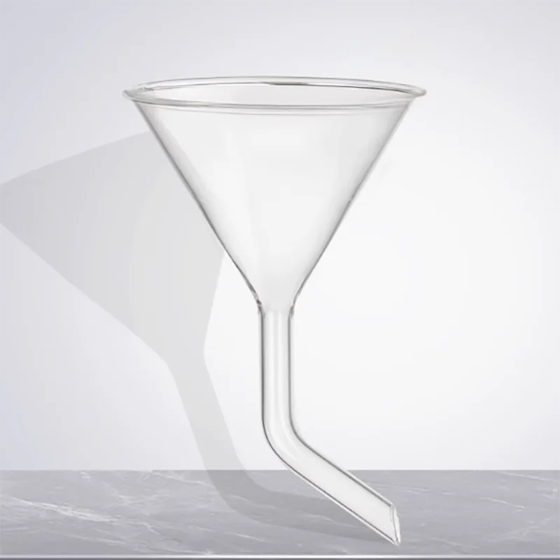 High temperature resistant thickened glass curved neck triangular funnel 30/40/50/60/75/80/90/100mm