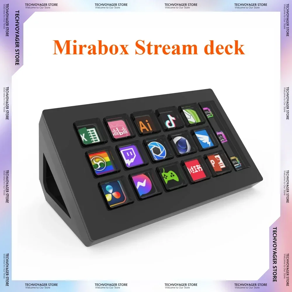 

StreamDeck 293s Мини-визуальные клавиатуры 15-клавишный ЖК-контроллер Пользовательская кнопка Создание живого содержания Подарки для Windows/MacOS Kryboard