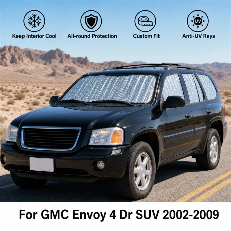Pare-soleil complet pour vitres de voiture GMC Envoy 4 portes SUV 2002-2009, protection UV, isolation thermique, rideau de voiture pliable