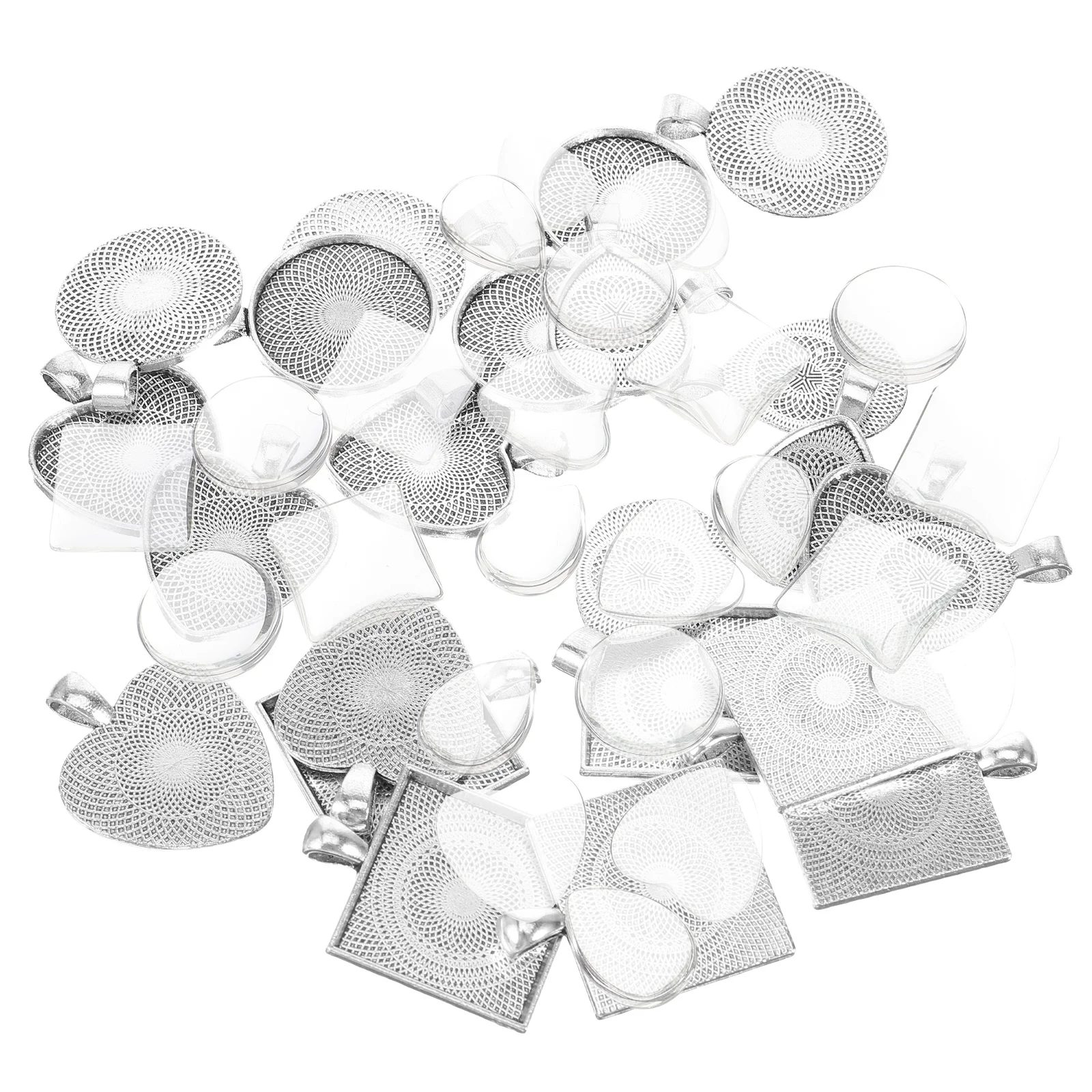 

24Sets Gemstone Tray Durable Metal Alloy Pendant Bases Bronze Jewelry Making Cabochon Settings DIY