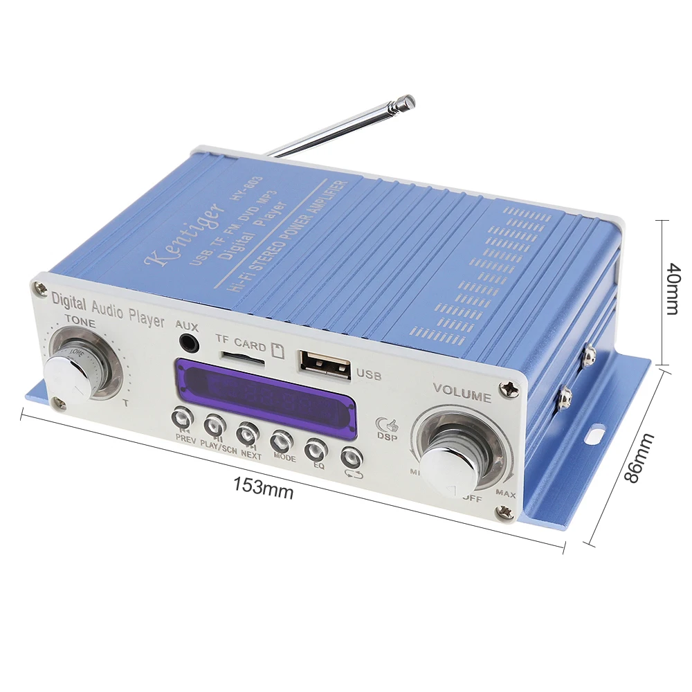 HI-FI Digital Audio Player Car Amplifier FM Radio Stereo Player Support SD / USB / DVD / MP3 Input with Remote Control