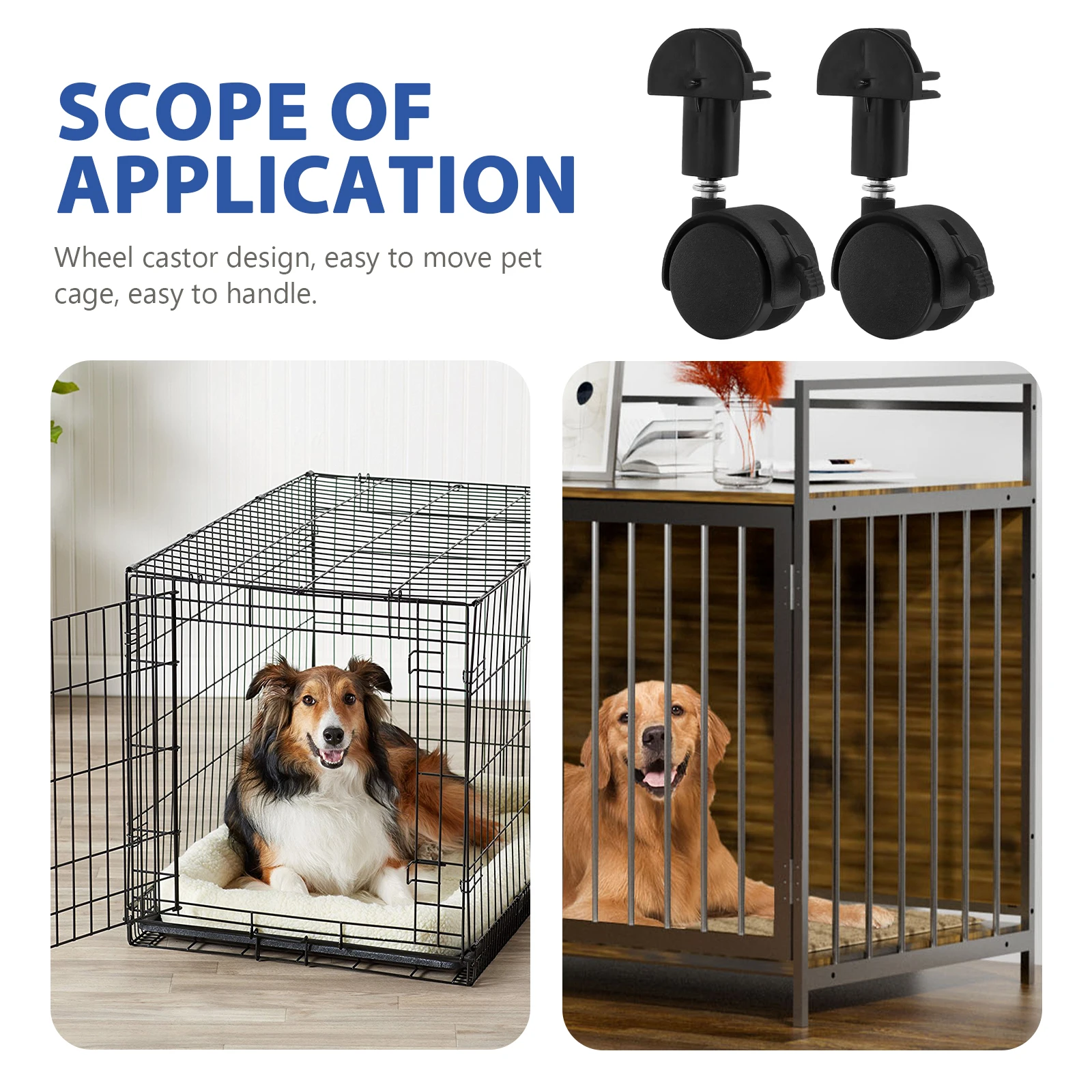 

2Pcs Cat Cage Accessories Wheels Caster for Hardwood Floors Carpet Replacement Pets Gate Fence Home Plastic Easy Install