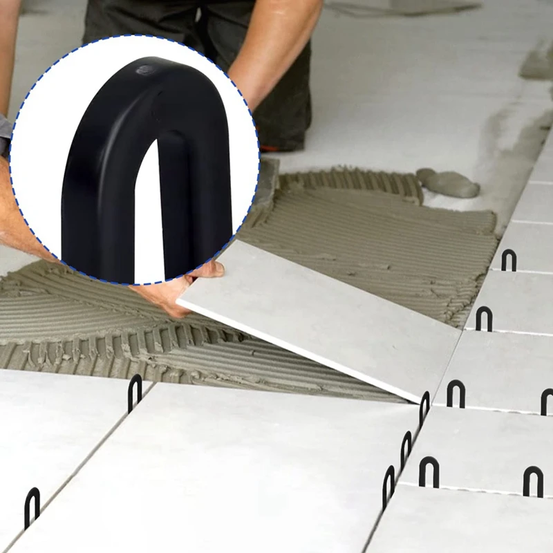 Tile Leveling System Tile Spacer 1/4 Inch, Horseshoe Spacer U Shape Plastic Tile Leveling Clip Durable 300PCS