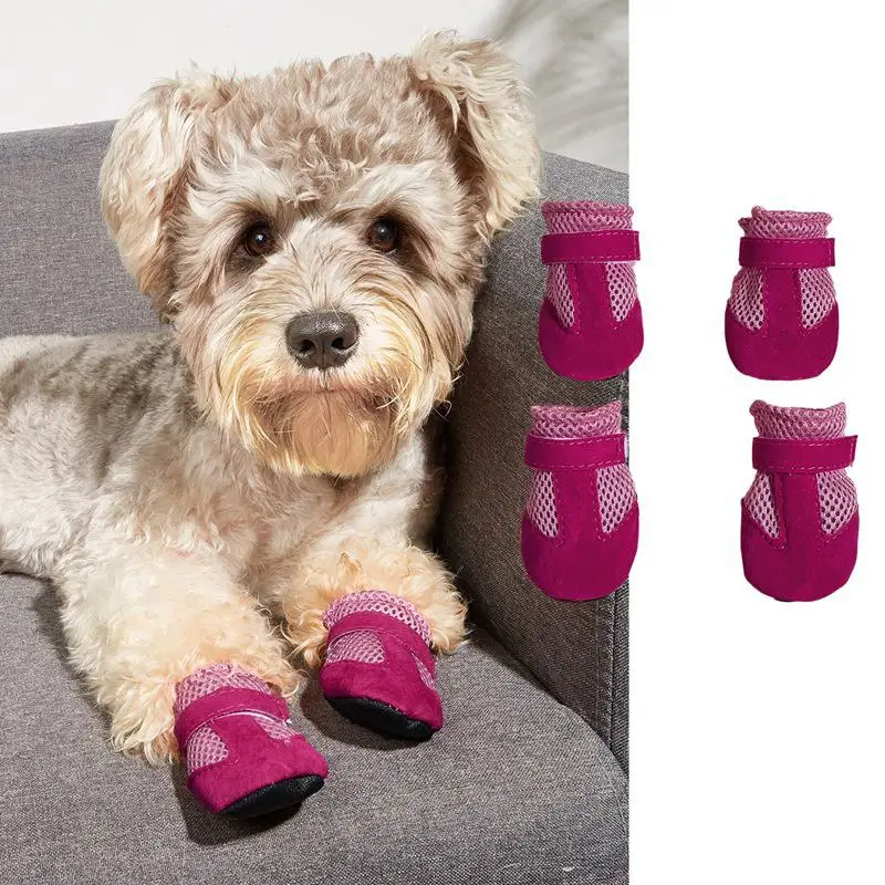 X1 Spring and summer comfortable breathable dog shoes set of four anti-skid Teddy Bichon indoor shoe covers soft bottom shoes