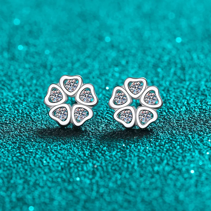 0.25ct D Color Moissanite Stud Earrings For Women Top Quality 100% 925 Sterling Silver Sparkling Wedding Jewelry