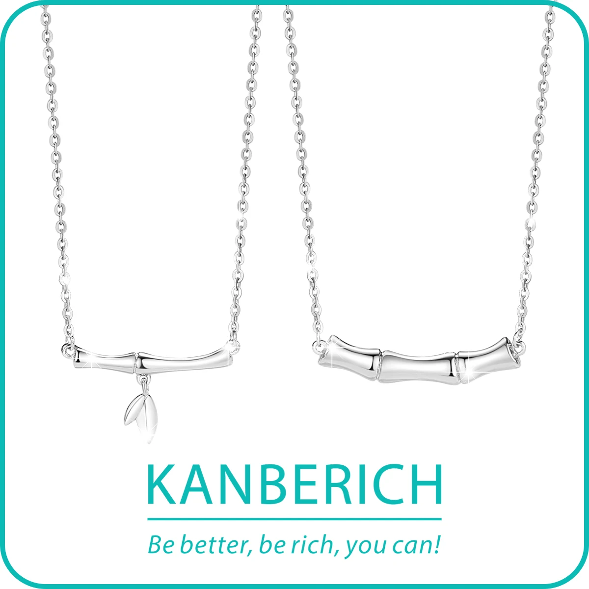 

Kanberich S925 Real Sterling Silver Cubic Zirconia Bamboo Knot Pendant Necklace Clavicle Chain Couple Lovers Necklaces