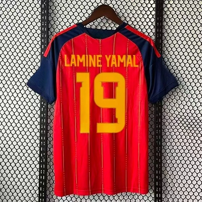 2026 Neues Kurzarm-T-Shirt in Rot-Gelb-Ton mit Anpassbarem Nummern-Druck, Schnelltrocknend, Atmungsaktiv, Fußball-Fan-Oberteil für den Alltag – Detail 5
