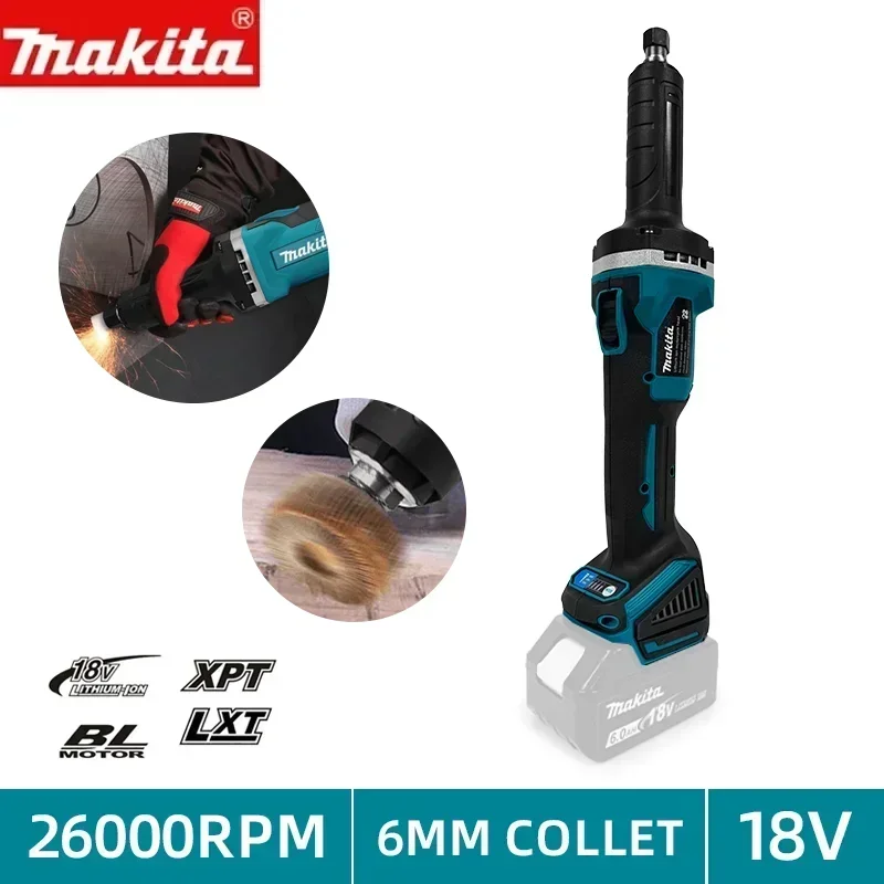 Amoladora Angular Inalámbrica Makita sin Escobillas, Pulidora, Herramienta de Grabado Eléctrico Rotatoria de 4 Velocidades, Amoladora Manual