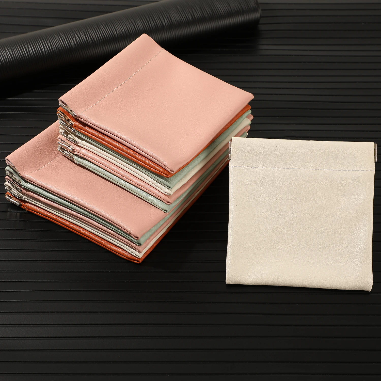 2pcs/lot PU Button pouches 9x18cm 12x12cm 18x14cm Soft Automatic Closed Glasses Bags Shrapnel storage Bolsa Can Printing Logo