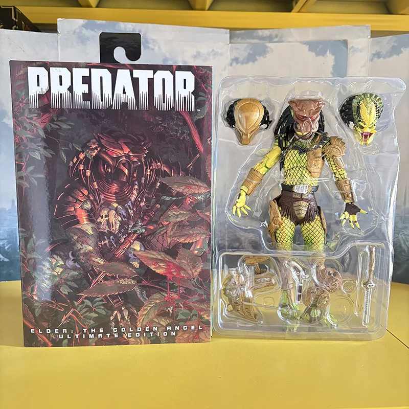Figura NECA Predator Elder Predator Gold Kenner Leader Clan Chief PVC Action Figure Modelo Predator 2 Brinquedo Articulado Presente