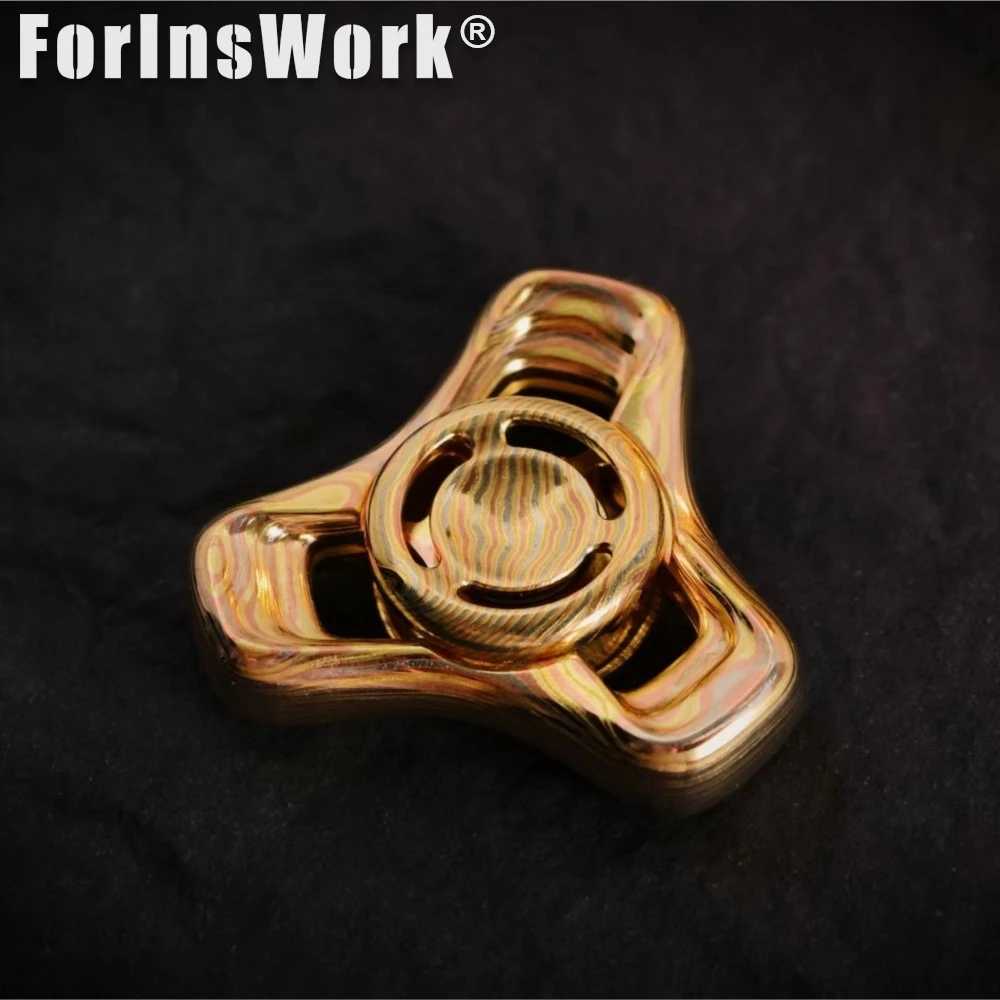 NINIedc Crystal Titanium Folding Leaf OG Three-blade Hand Spinner Metal Gyro Spinner Anxiety Toy