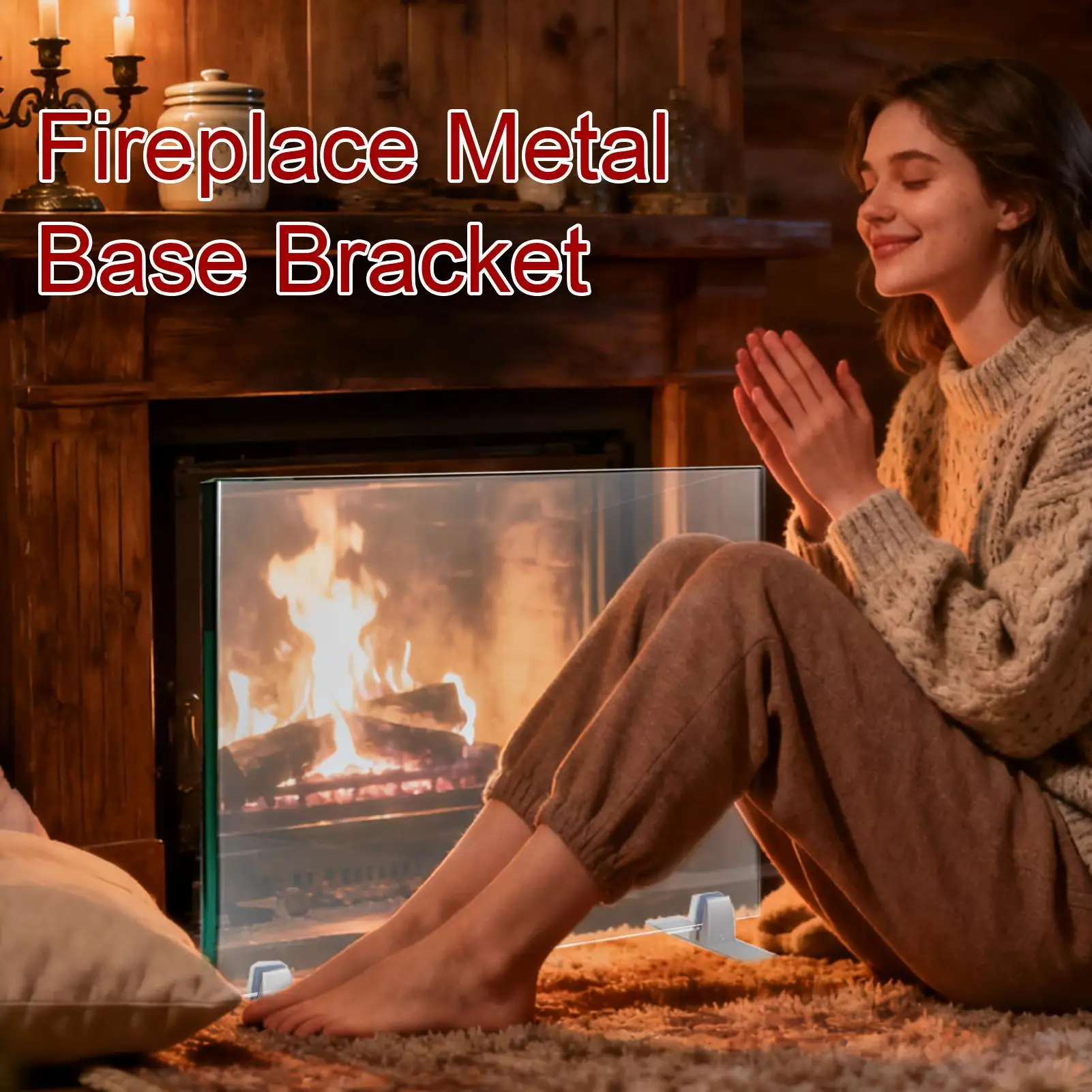 

Metal Base Stands For Glass Fireplace Screen Heavy Duty 2 Pieces Stands With Adjustable Clips Fireplace Metal Base Bracket For