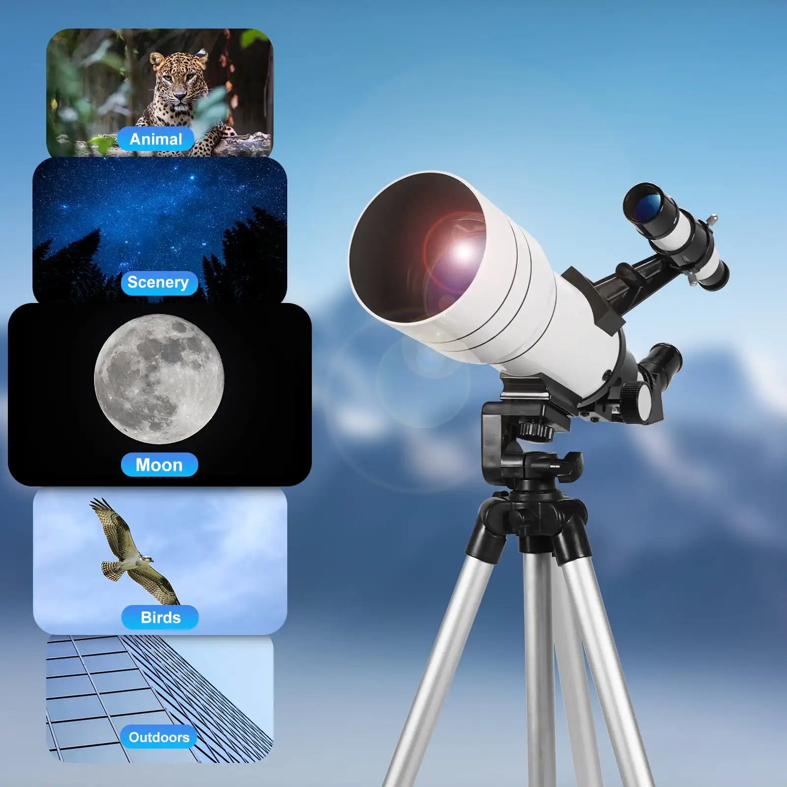 Telescope for Adults & Kids 70mm Aperture Astronomical Refractor Telescopes for Astronomy Beginners (15X-150X)  300mm Portable