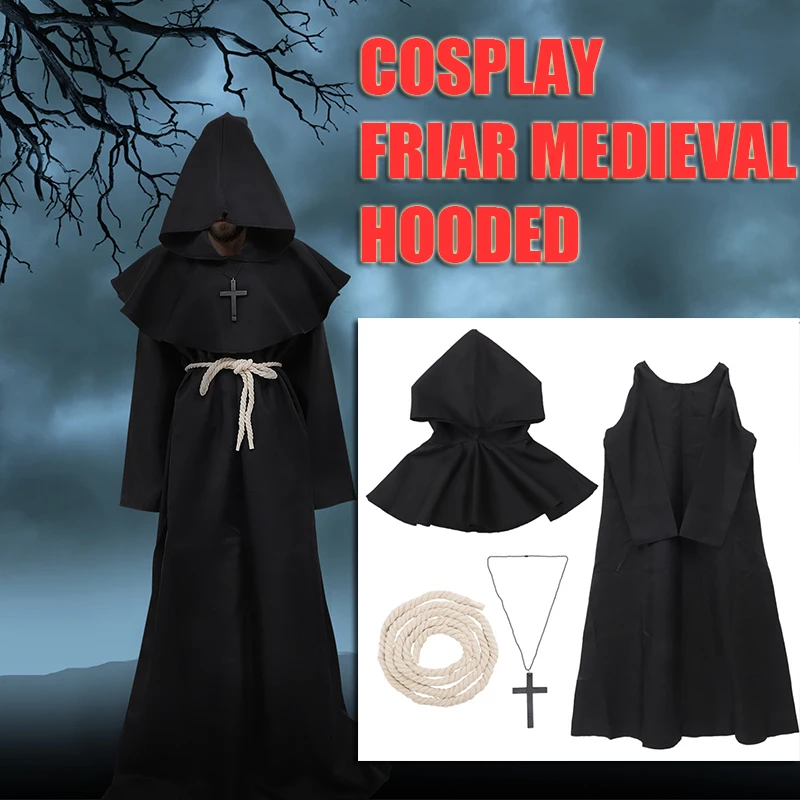 Stroje Cosplay Szata z Kapturem Średniowieczne Męskie Damskie Halloween Party Renesansowe Akcesoria