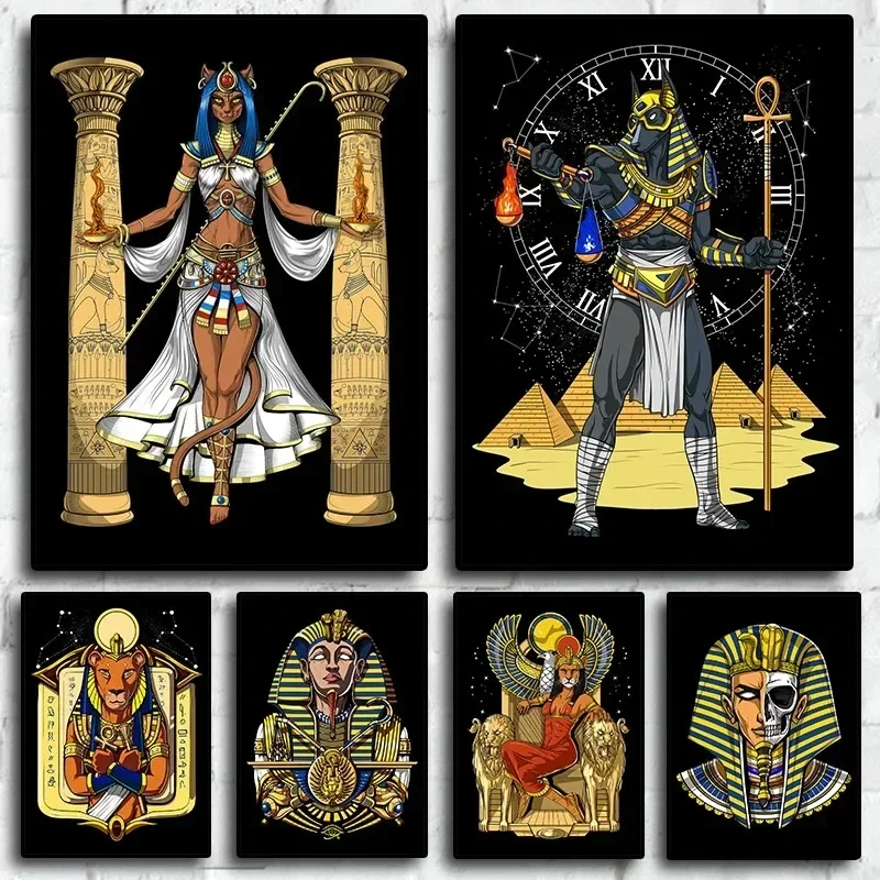 Egyptian Mythology Ancient Egyptian Monsters Pattern Canvas Painting Posters and Prints Wall Art For Living Room Decoration