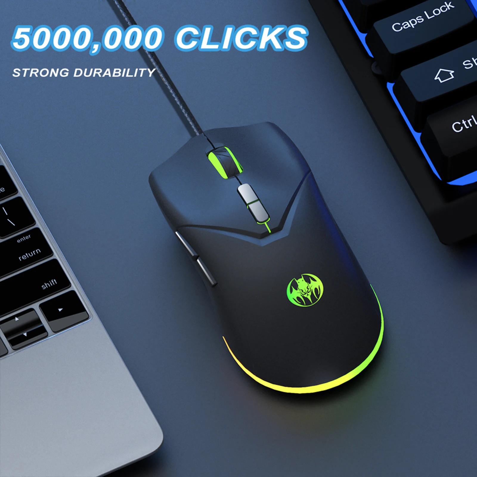 USB Wired RGB Gaming Mouse 7 Buttons Ergonomic 7200 DPI Adjustable Colorful Backlight Mice for PC Gamer Computer Laptop Office