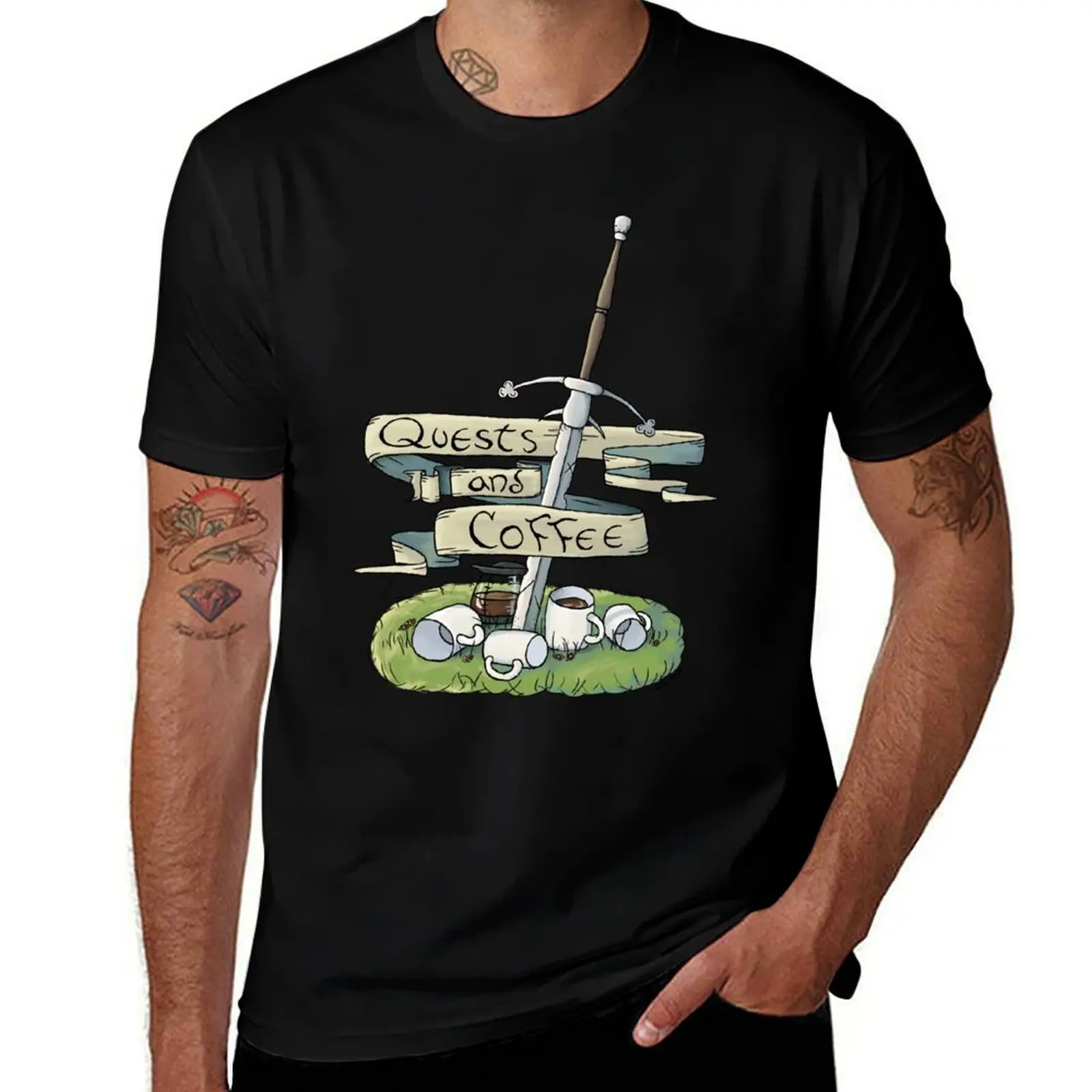 Quests and Coffee T-Shirt Work Casual Loose Fit T-Shirt
