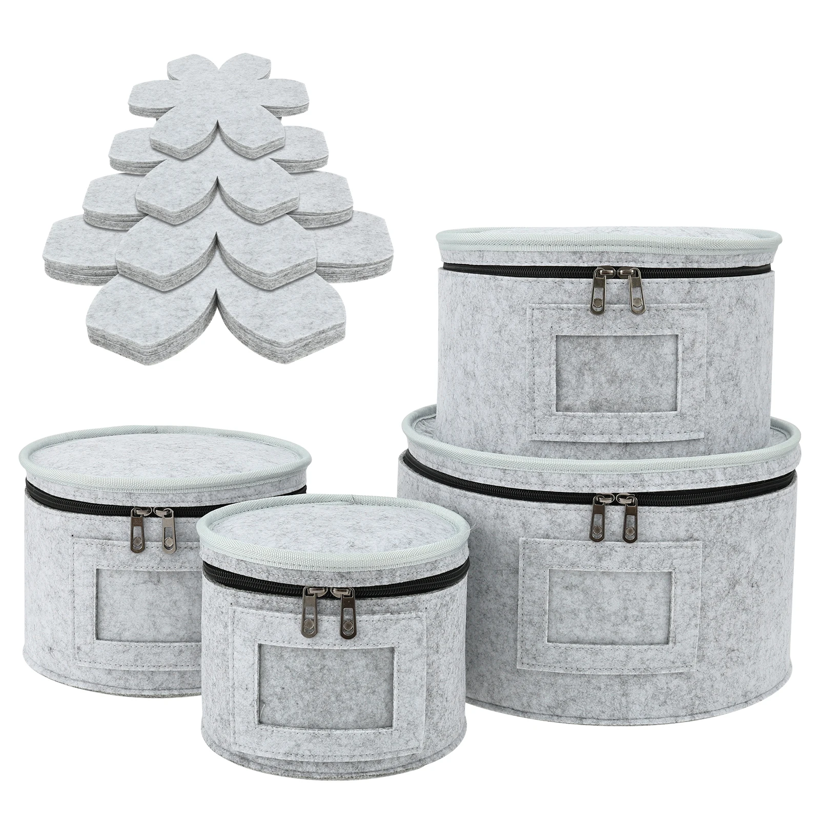 

4Pcs Dinner Plate Storage Bag Felt Dish Container Dinnerware Organizer Box with 48Pcs Dividers for Dish Bowls Transport Moving