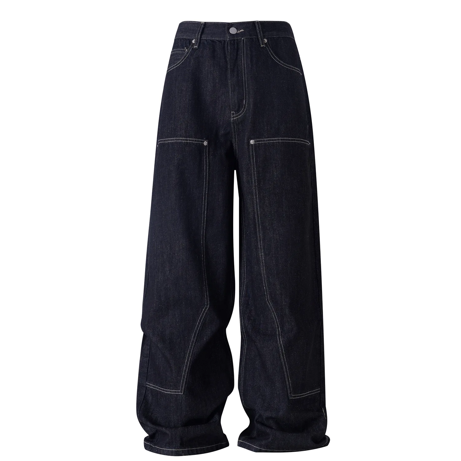 

Retro Japanese Style Amekajie Original Color Denim Logging Wide Leg Jeans Loose Dad Pants for Men And Women Casual Straight Cut