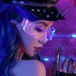 Cyberpunk Neon Glow Glasses Colorful LED Goggles Dance Party Props Luminous Light Up Glasses For Music Bar KTV Christmas Decor