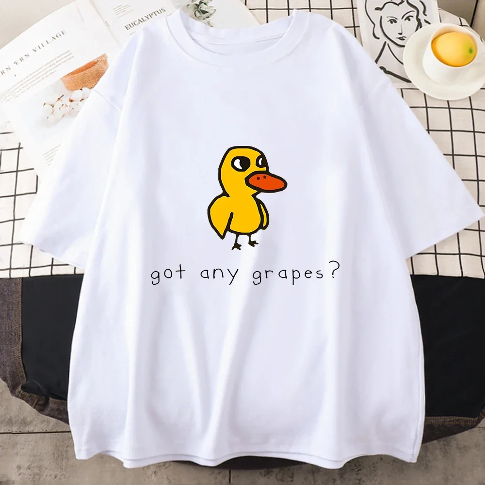 

Футболки The Duck Song Got Any Grapes с забавными узорами, футболки с комиксами в стиле манга, хлопковые футболки унисекс, повседневная футболка с короткими рукавами Fashiona