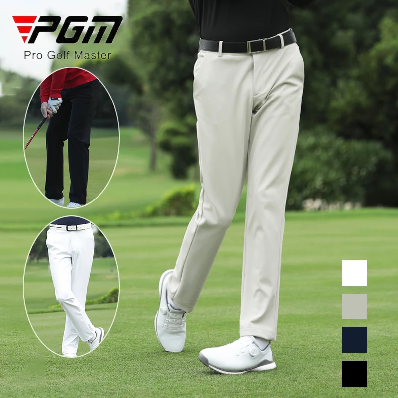 

PGM Men Thicken Long Golf Pants Male Elastic Mid-waist Trousers Men Zipper Side Pockets Sport Pants Straight Business Sweatpants