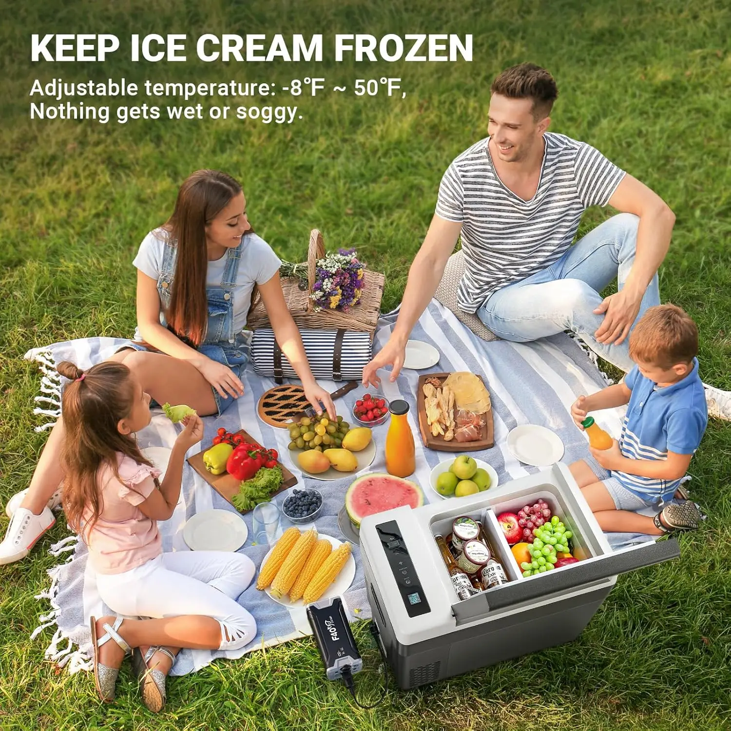 Portable Freezer, 12V Car Fridge(-8℉~50℉), Compressor Cooler for Camping, Road Trip, Travel, Van, Truck, RV, Boat, Outdoor, Home